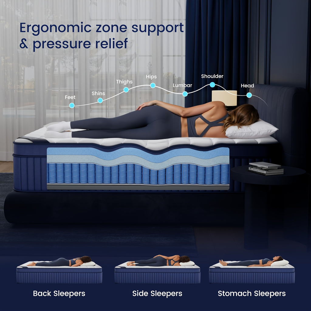 12/14-inch, Double Bed, Full Bed, Queen Bed, King Bed, Memory Foam Spring Mattress, Hybrid Mattress, Medium Firmness, Lumbar Support, Suitable For Home Bedrooms And Hotels, Boxed