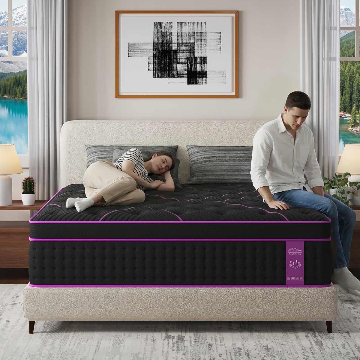 12-Inch/14-Inch Hybrid Mattress, Twn, Full Queen &King Sizes, Ergonomic Support, Individually Wrapped Springs & Memory Foam, Medium Firm