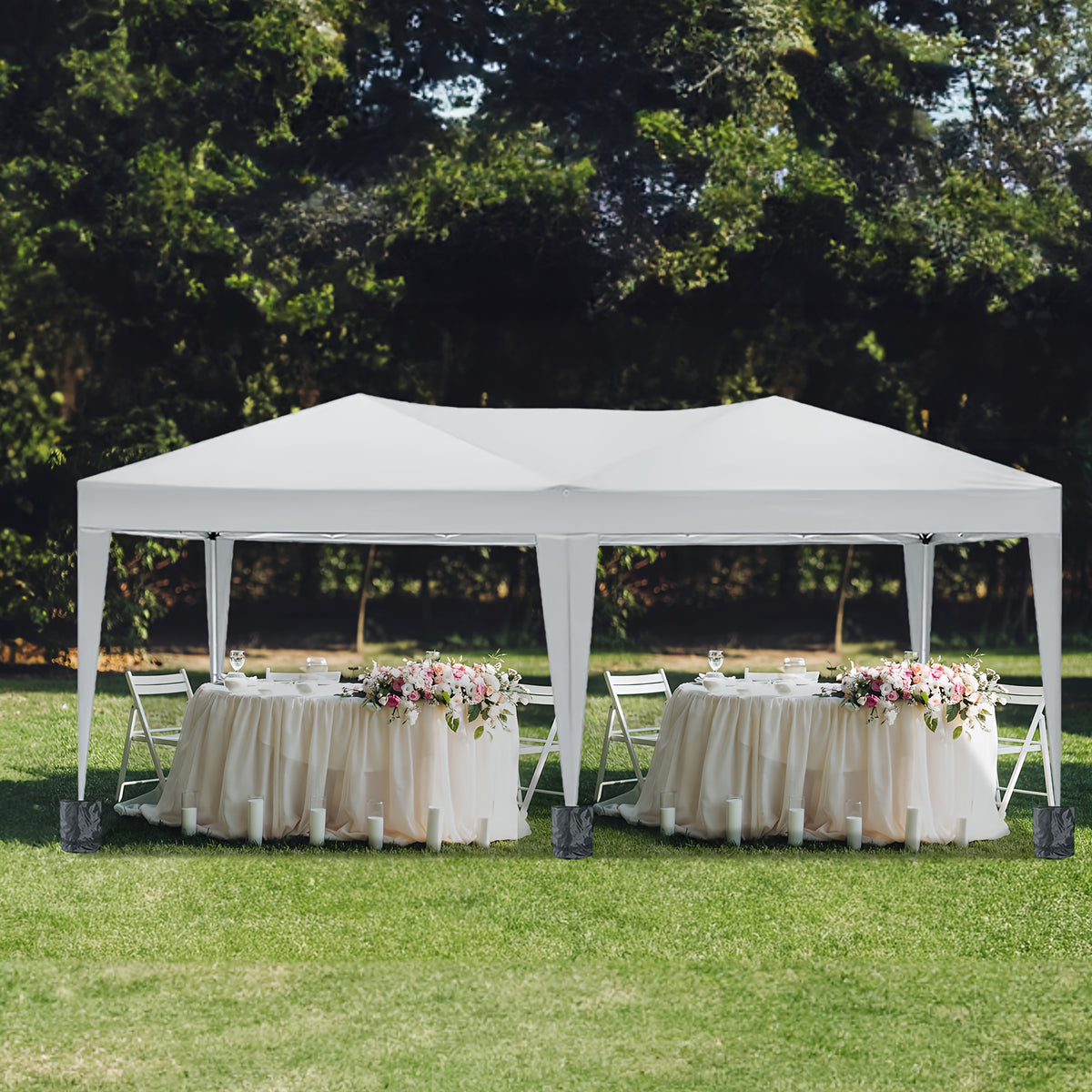 10X20ft Pop Up Wedding Party Tent with 6 Sidewalls, Heavy Duty Commercial Outdoor Canopy All Season Wind & Waterproof Canopy Gazebo with Storage Bag