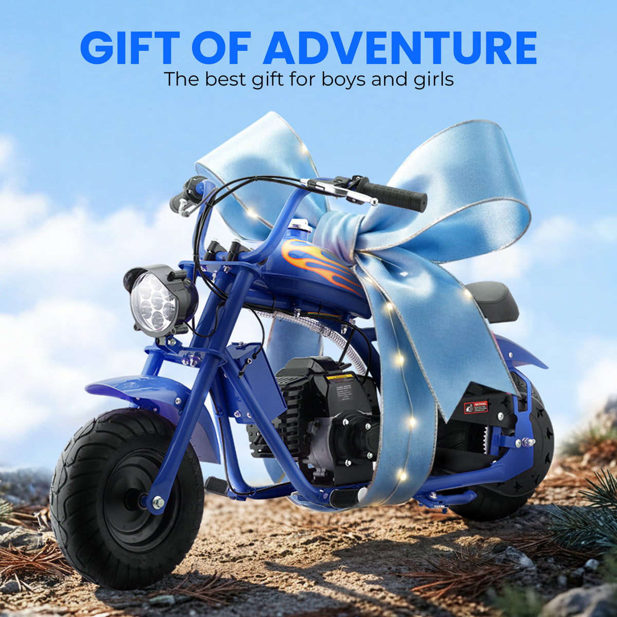 Mini Dirt Bike, DB004 Model 39 CC 4-Stroke Gas Chopper Bike with Off-Rode Tire, Disc Brakes, Max Load 160Lbs, Up to 18Mph