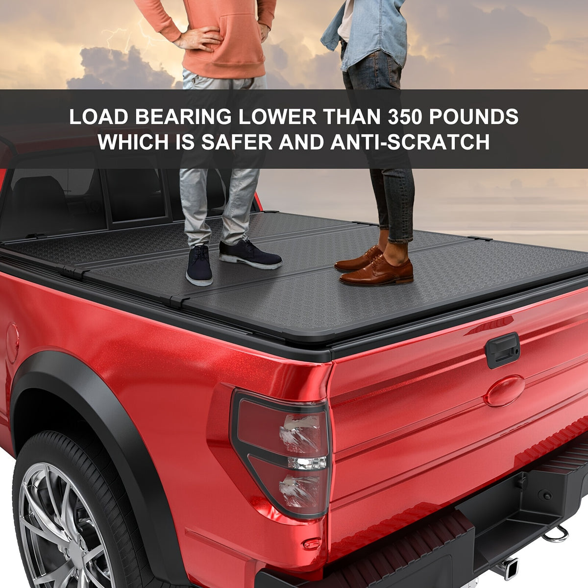5.7/5.8FT 4-Fold Hard Tonneau Cover Car Additions Truck Bed Cover for Ram 1500 with LED Lamp 2009-2024