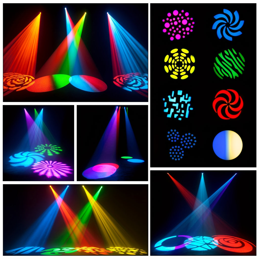 4pcs Wiht Flight Case Moving Head LED DJ Party Light RGBW 8 Pattern Shake Disco Light with Sound Activated Spotlight for Church Wedding Live Show Moving Head Lights