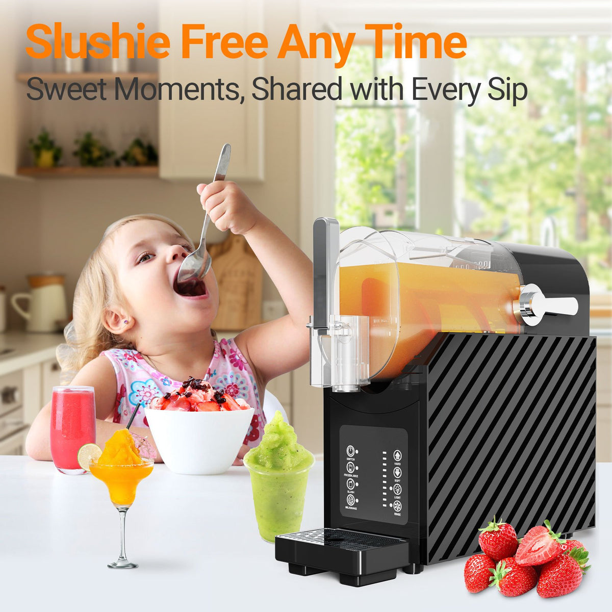 [Slush Maker 85 oz] Slush Maker 85 oz, Frozen Drink Maker for Home with 3 Preset Programs, No Ice Needed, Auto-Clean, LED Display, Quiet Smoothie Maker for Milkshakes, Margaritas, Frappes & More
