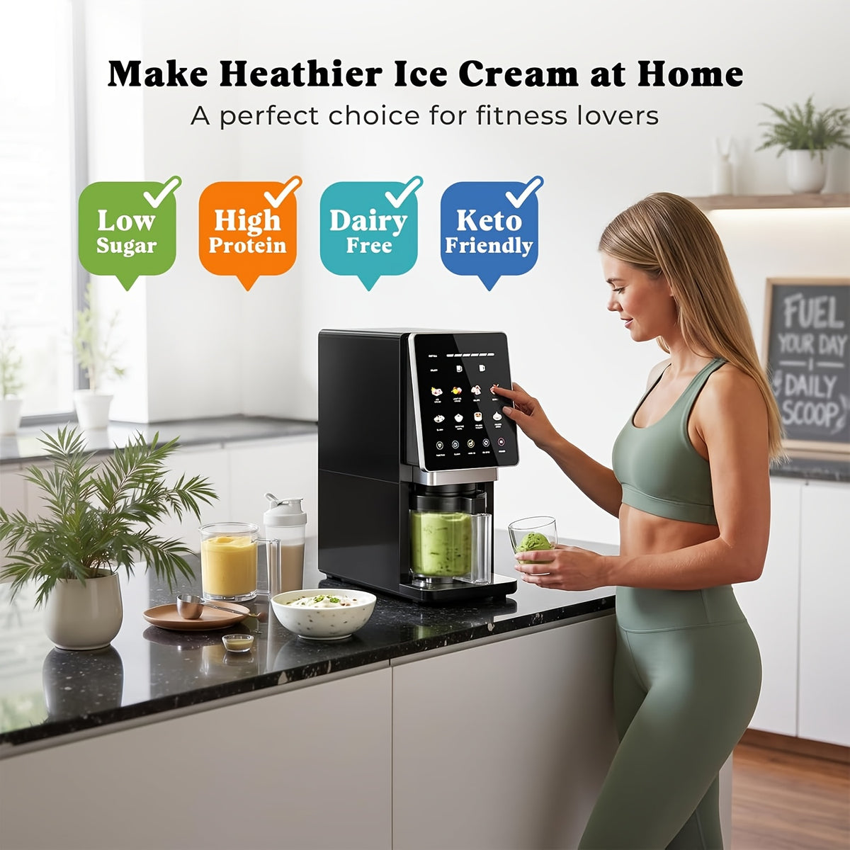 [Compact Gelato Maker] Ice Cream Maker Machine With 3 Pint Cups & Lids - Compact Gelato Maker Suitable For Sorbet, Smoothie Bowls, Milkshakes, Mix-Ins, Instant Desserts For, Parties, Commercial Use ( Plug, Voltage Compatible For North America)