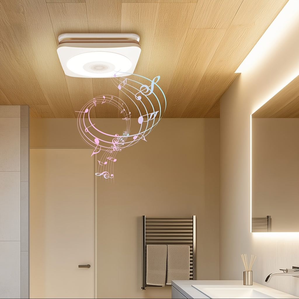 [3-in-1 Bluetooth Fan] SYVIO Bathroom Exhaust Fan with Bluetooth Speaker, 3-in-1, (100/150 CFM | 1.0 Sone Ultra-quiet)Dual Wind Speed, 30W High-efficiency Ventilation, Integrated 1300lm RGB Three-color Temperature LED Night Lighting (2700K/4000K/6500K) Mu