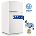 3.5/2.5 Cu.ft Small Fridge With Freezer 2-Door Compact Refrigerator 7-Level Adjustable Thermostat, Removable Shelves And Bakset, Perfect For Dorm, Office, RV, Bedroom, White