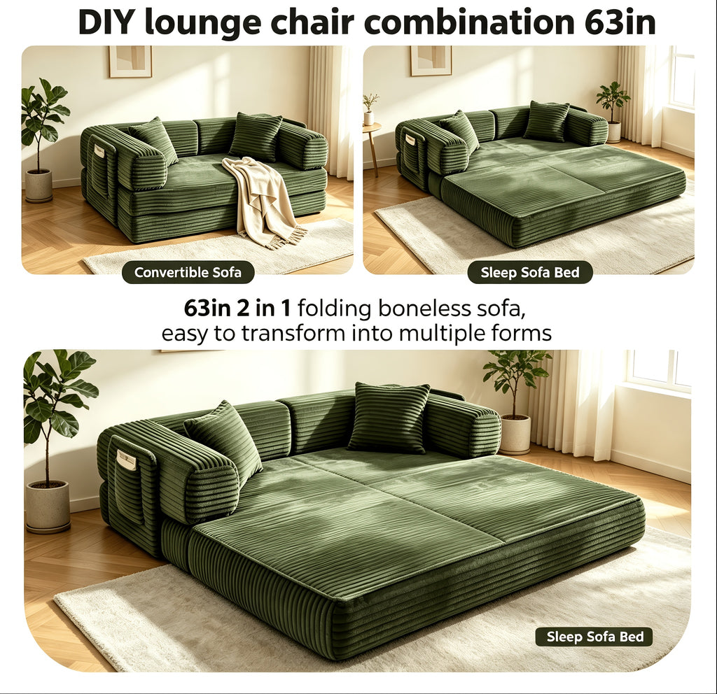 Futon Sets Convertible Floor Sofa Bed With Fixed-Shape Frame, King Size Floor Sleeper 5-in-1 Combination Modular Sofa, Modular Folding Mattress Couch For Living Room Bedroom Playroom