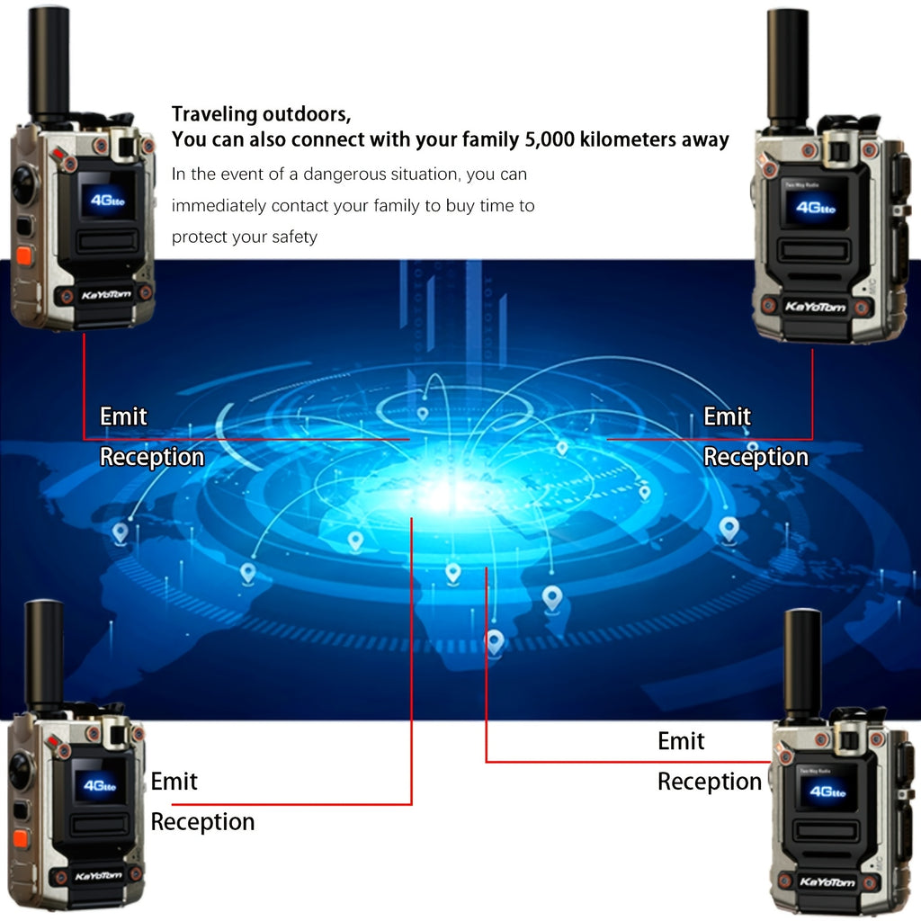 Kayotom Global Walkie-talkie with Unlimited Range 4G Two-way Radio Is Easy to Operate, Has No Monthly Fee, Long Battery Life, Is Sturdy And Durable, Dust-proof And Shock-proof, Suitable for Outdoor, Group And Remote Coordination, Has No Monthly Fee