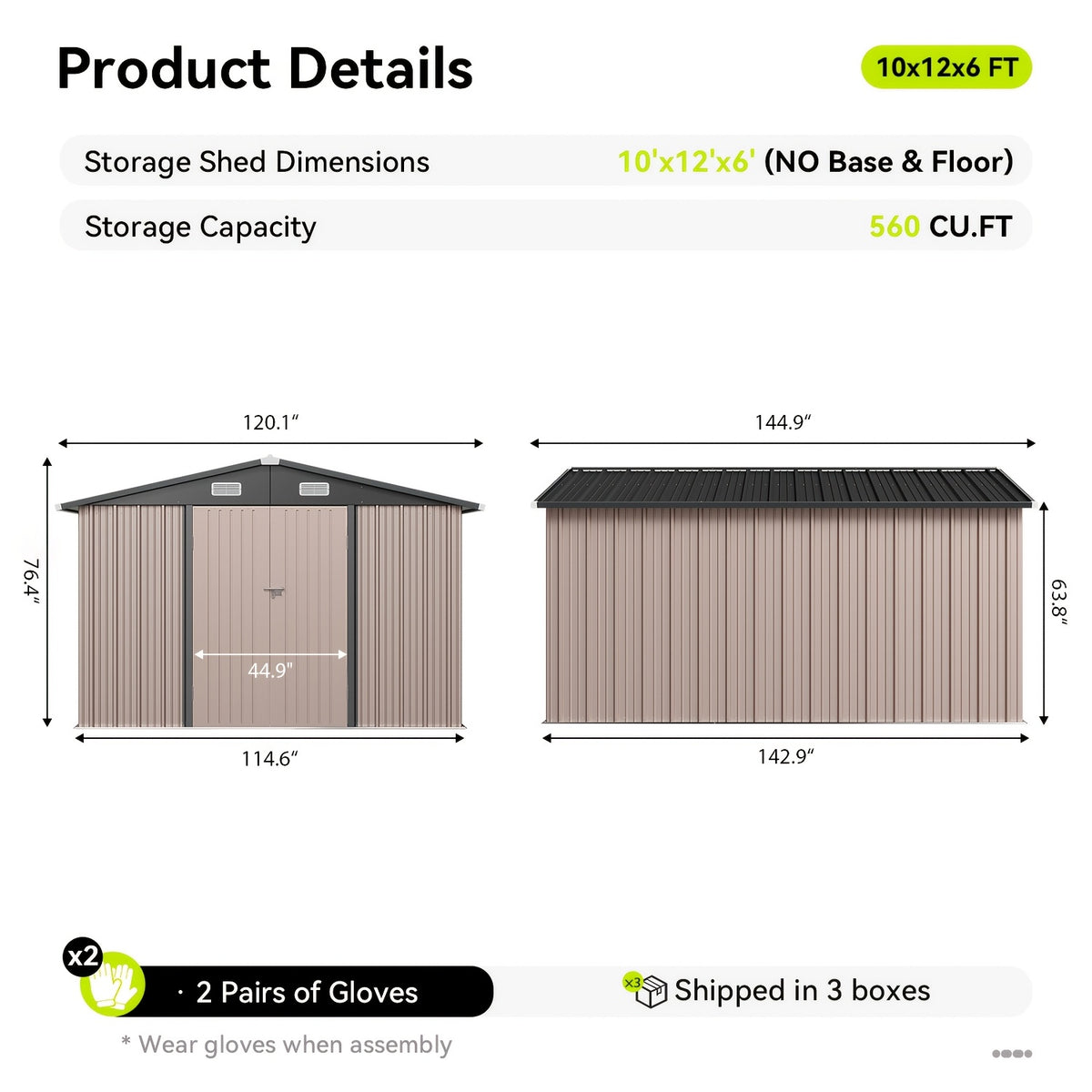 6' X 4' Brown Metal Outdoor Storage Shed with Base Frame, Weather-Resistant Steel Tool Shed with Lockable Doors for Garden, Patio, Backyard, And Lawn