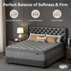 8/10/12 Inch Mattress in Twin, Full, Queen, And King Sizes - Ergonomically Designed, Medium Firm Hybrid Mattress, Offering Luxurious Comfort with Pocket Springs, Grey Quilted Cover, Bed Mattresses