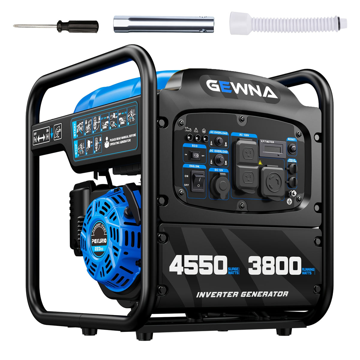 4550 W Inverter Generator, for home Backup Portable Generator, Open Frame Generator Gas Powered, RV Ready 30A Outlet, for Home Backup Power, Camping Outdoor Emergency Power Backup, EPA Compliant