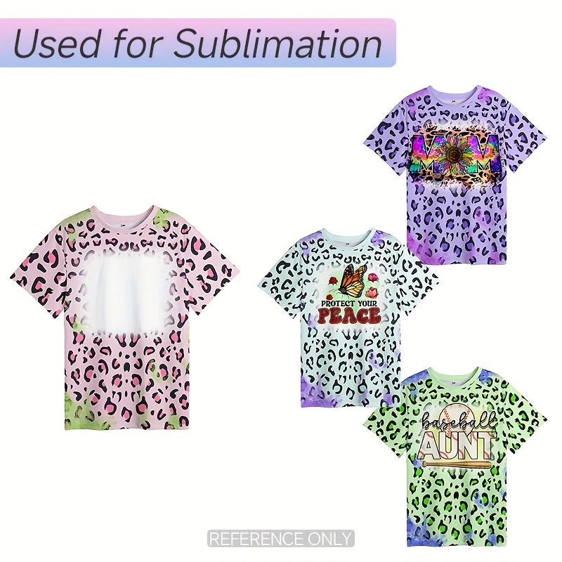 20pcs Pack, M - XXL | Sublimation Blank Colorful Bleached Faux Crewneck T-Shirt | Single Size Mix Colors Pack, Leopard Sports, Waves, Kajun, Camouflage, Hot Fashion Design Base Stripe Shirts for Heat Transfer Printing and Crafting