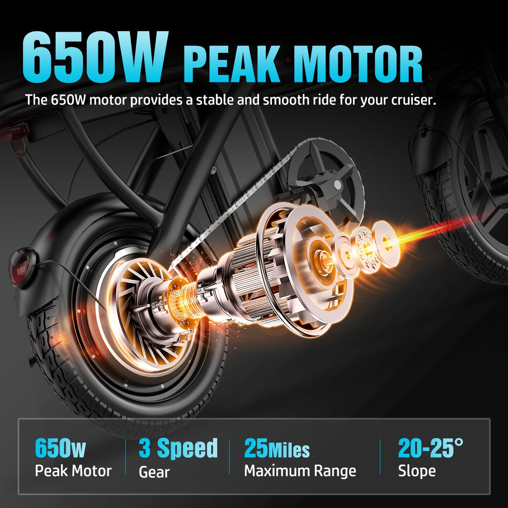 Z6 Electric Bike for Adults And Teens, 650W Folding Electric Bike, 48V 7.8Ah Removable Lithium Battery, Stylish 14 Inch Commuter Electric Bike, Double-person Mini Bicycle, Best Value Choice