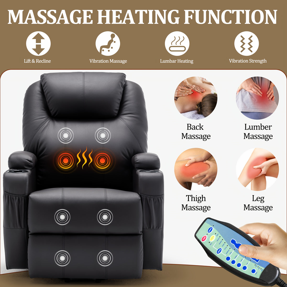 A Special Massage Chair for Personal Care And Home Use, Massage Chair Clearance Deal, Power Lift Recliner Chair, The Electric Chair Features Massage And Heating Functions, Comes with A Remote Control And Cup Holder, Holiday Gift