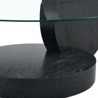 Glass Coffee Table for Small Spaces with Three-Tier Storage and a Clear Tempered Glass Top