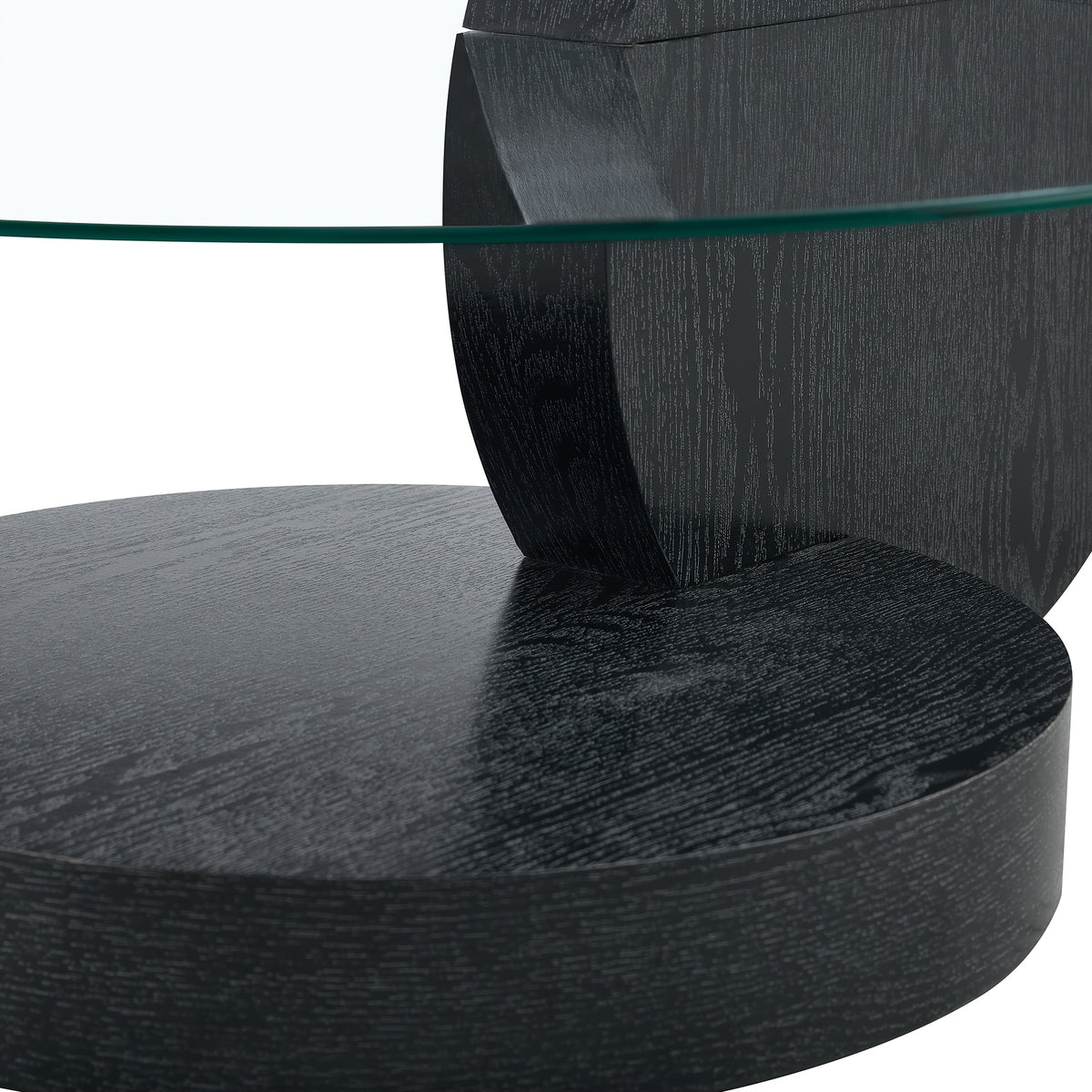 Glass Coffee Table for Small Spaces with Three-Tier Storage and a Clear Tempered Glass Top
