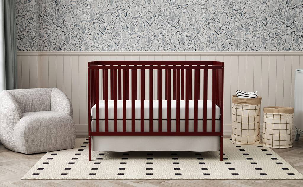 Goldzone Crib 5in 1 Convertible, Wooden Newborn Essentials Convertible to Toddler Bed, Sofa Bed and Full Size Bed, Baby Cribs with 4 Adjustable Bases for Nursery Decor, Baby Stuff Clearance, Item Weight: 37lbs, Maximum Weight Recommendation: 50lbs