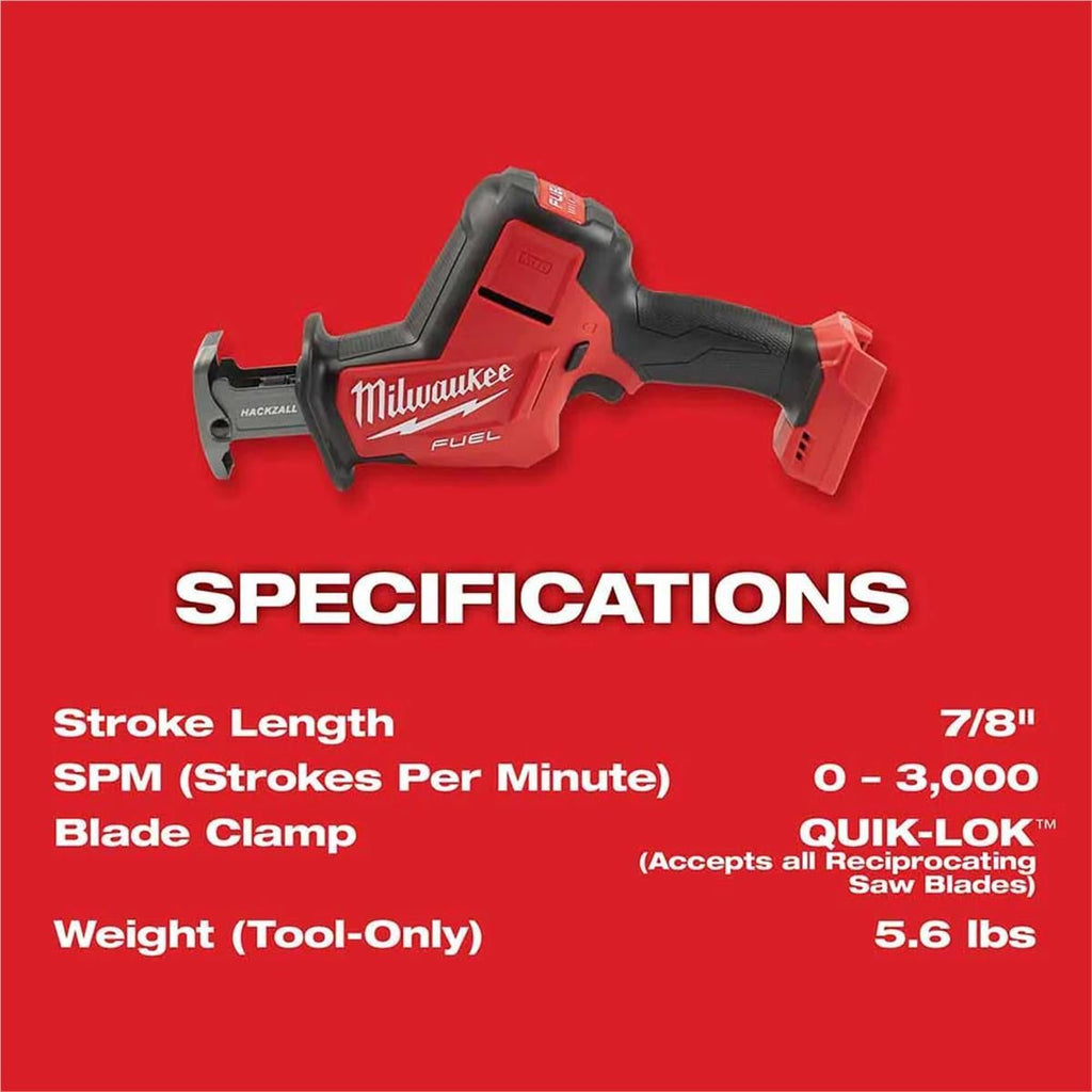 MILWAUKEE M18 FUEL CORDLESS HACKZALL RECIPROCATING SAW, BARE TOOL (2719-20)