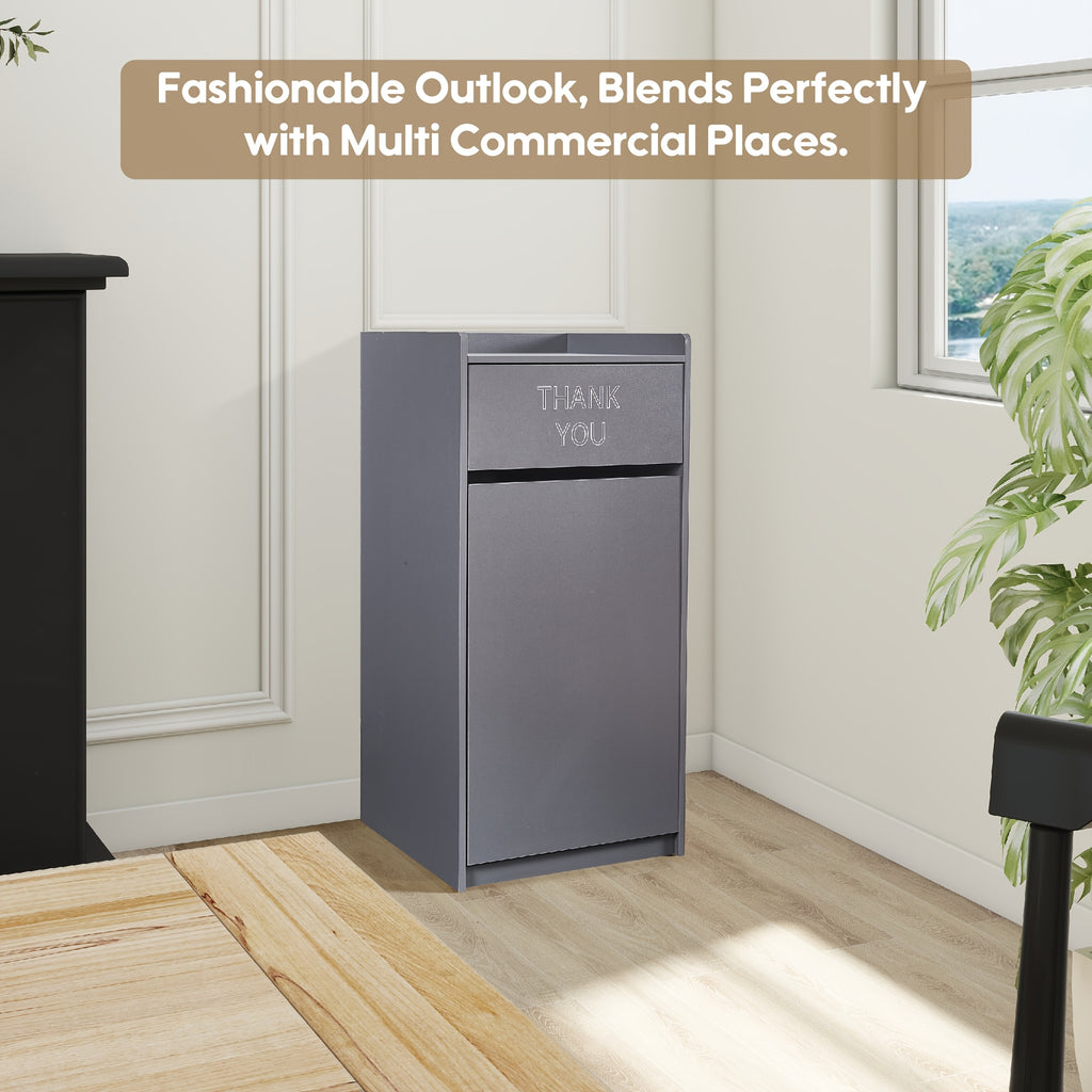 Large 40-Gallon Wooden Waste Bin with a Tray Top, Featuring a Spacious Design, Easy-To-Clean Surface, And Compact Storage, Perfect for Offices, Restaurants, And Kitchen Cabinets