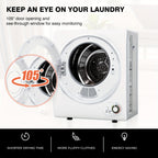 [Portable Dryer For Apartments] Compact Dryer 1.5/1.8/2.65 Cu. Ft. Portable Clothes Dryers With Exhaust Duct With Stainless Steel Liner Four Function Small Dryer Machine, Suitable For Apartments, Dorm, RVs, White