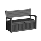 Heavy Duty 80 Gallon Resin Wood Grain Indoor/Outdoor Storage Bench Seating - 500 Lb Comfortable Waterproof Deck Box for Spring Patio Summer Garden Cushions Tools & Backyard Organization