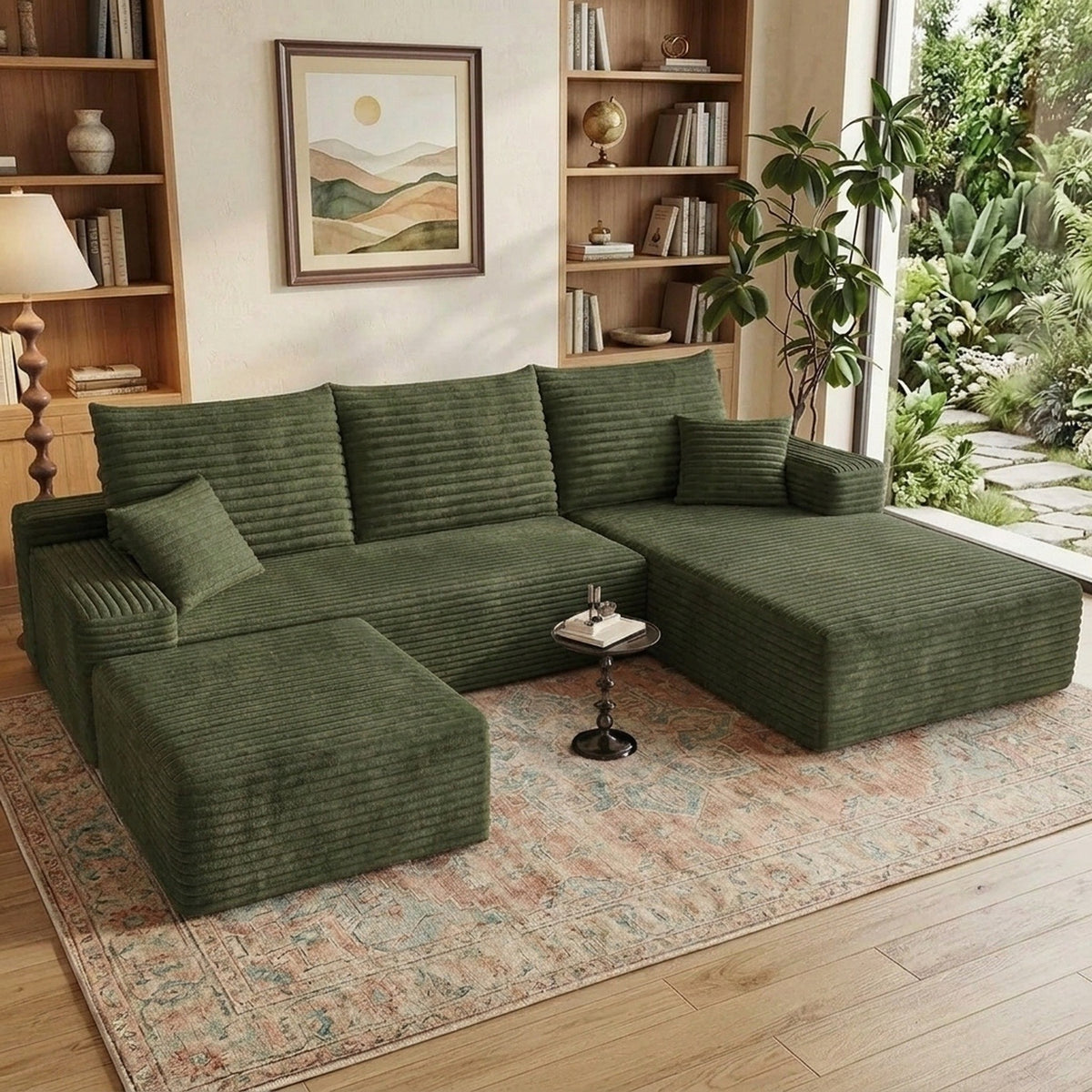 U-Shaped Modular Sofa Set with Bone-Free Cloud Cushions for Minimalist Living Rooms and Apartments