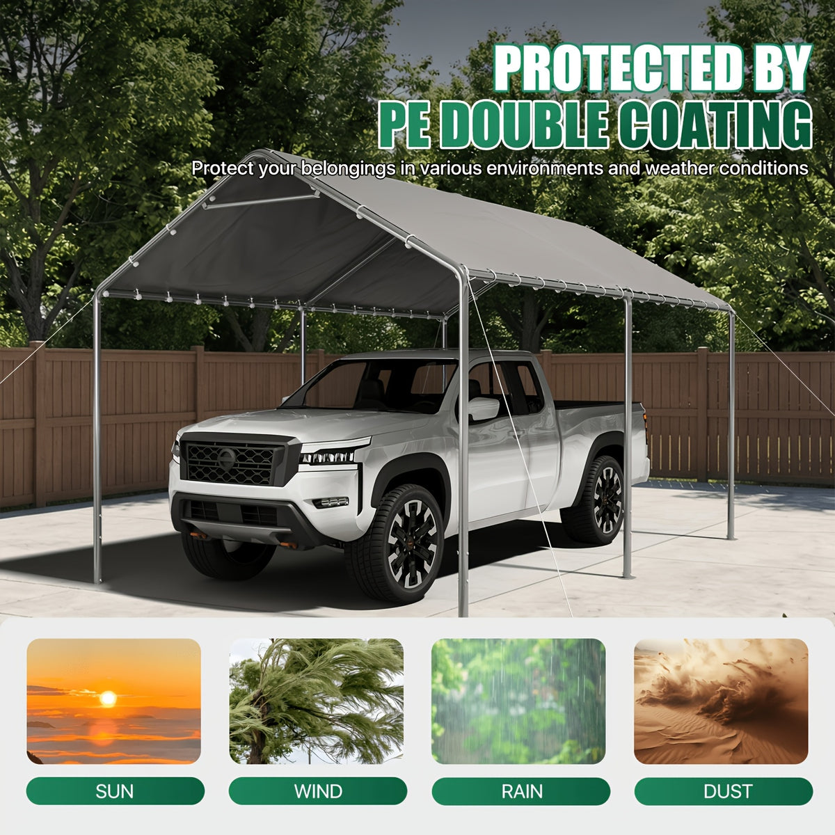 [UV Protection] UMORLYRAE 10'X20'/10'X15' Heavy Duty Carport, Outdoor Party Tent with Galvanized Steel Frame And Car Canopy, Includes Anchor Kit And 3 Reinforced Steel Cables for Maximum Wind Resistance, UV Protection, Ideal for Vehicle, Event, Or RV Shel