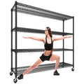 REIBII Storage Shelves 3200 LBS Capacity Wire Shelving with Wheels Heavy Duty Metal Shelf for Warehouses, Garage, Kitchens, School, Commercial Shelf, 73" H X 60" W X 18" D, Standing Shelf