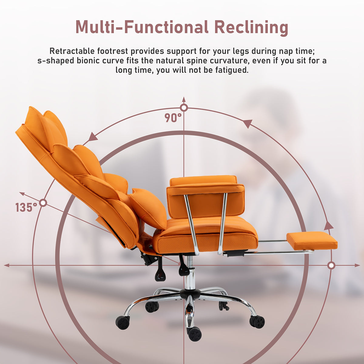 Sturdy High-Back Office Chair, Comfortable Gaming Chair, Office Chair Featuring Cushioned Armrests And Footrest, Adjustable Height Home Office Chair