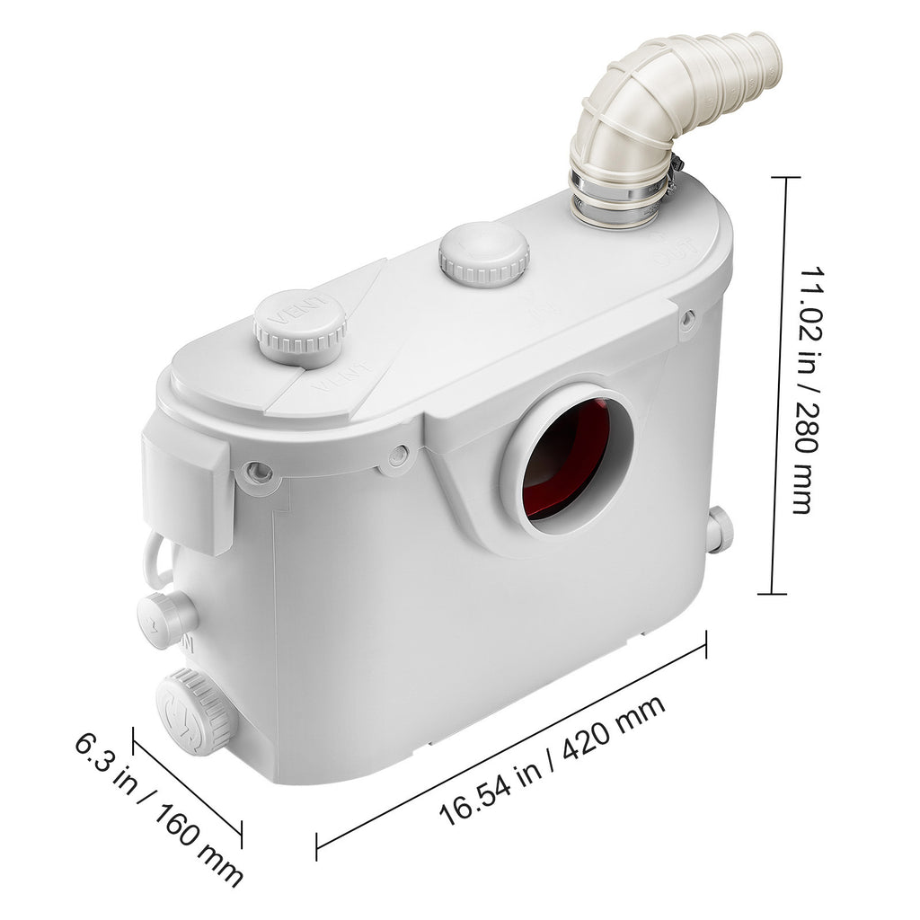 Macerator Pump 500W 29 GPM Flow 26 ft Head Lift Pump for Toilet Basement Sink