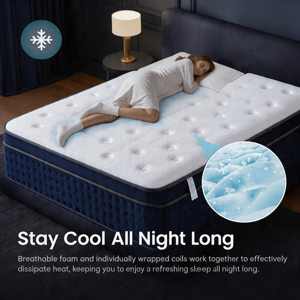 Queen Size 12-Inch Mixed Mattress, Memory Foam - Ergonomic Design, Medium Firm Mixed, Luxurious Spring Comfort Mattress, Suitable for Home, Guest Room, Hotel