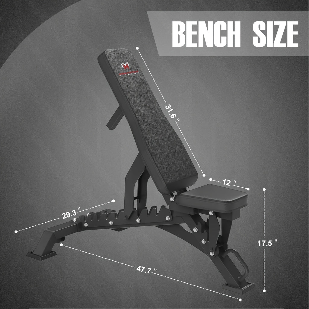 Adjustable Weight Bench, Heavy Duty Workout Bench for Home And Garage Gym, Multi-Position Backrest And Seat Strength Training Bench, 1300lbs Capacity, Red