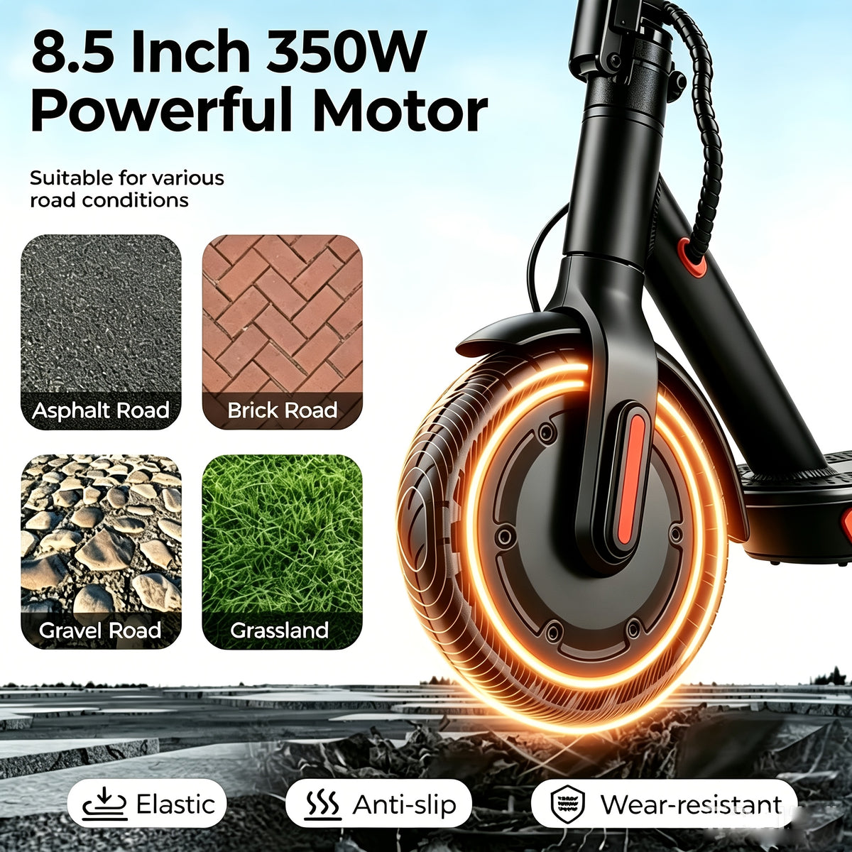 Smart App Intelligent Commuter Foldable Adult Electric Scooter, 350W Motor, 7.8a Large Battery, 19 Mph Speed, 21 Miles Range, 8.5 Inch Solid Puncture-Resistant Tires, Bright LED Lights, Portable Travel Design