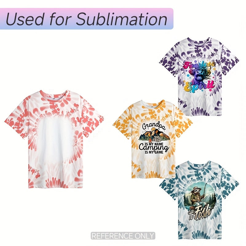 20pcs Pack, M - XXL | Sublimation Blank Colorful Bleached Faux Crewneck T-Shirt | Single Size Mix Colors Pack, Leopard Sports, Waves, Kajun, Camouflage, Hot Fashion Design Base Stripe Shirts for Heat Transfer Printing and Crafting