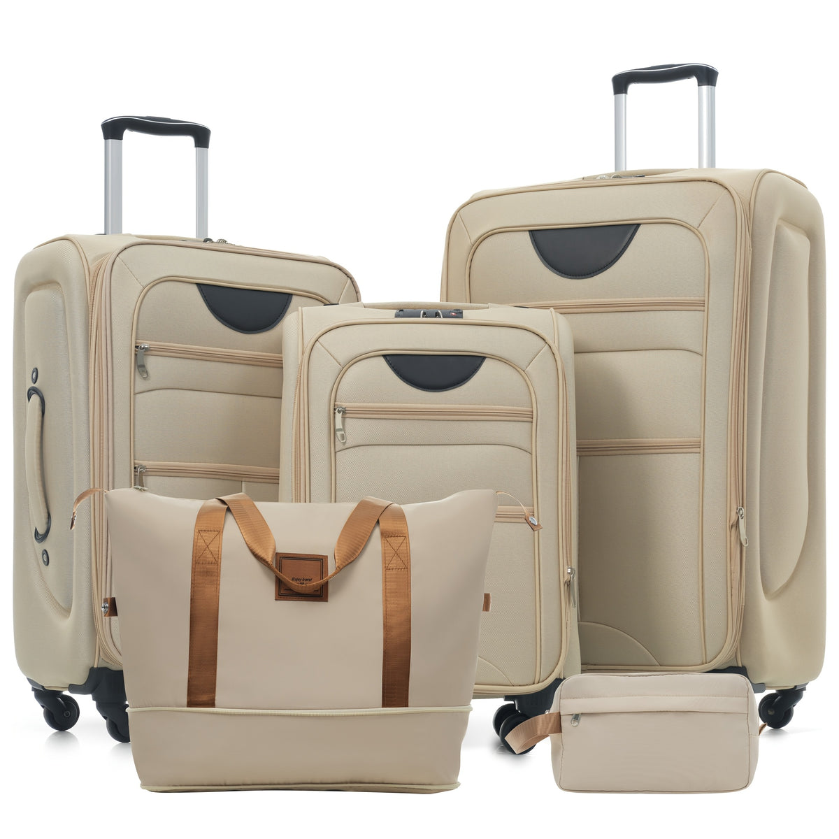 Suitcase Set Softside 3pcs Expandable Luggage with TSA Lock Spinner Wheels Lightweight Upright Luggage with Travel Bag, 22/ 26/ 30 IN