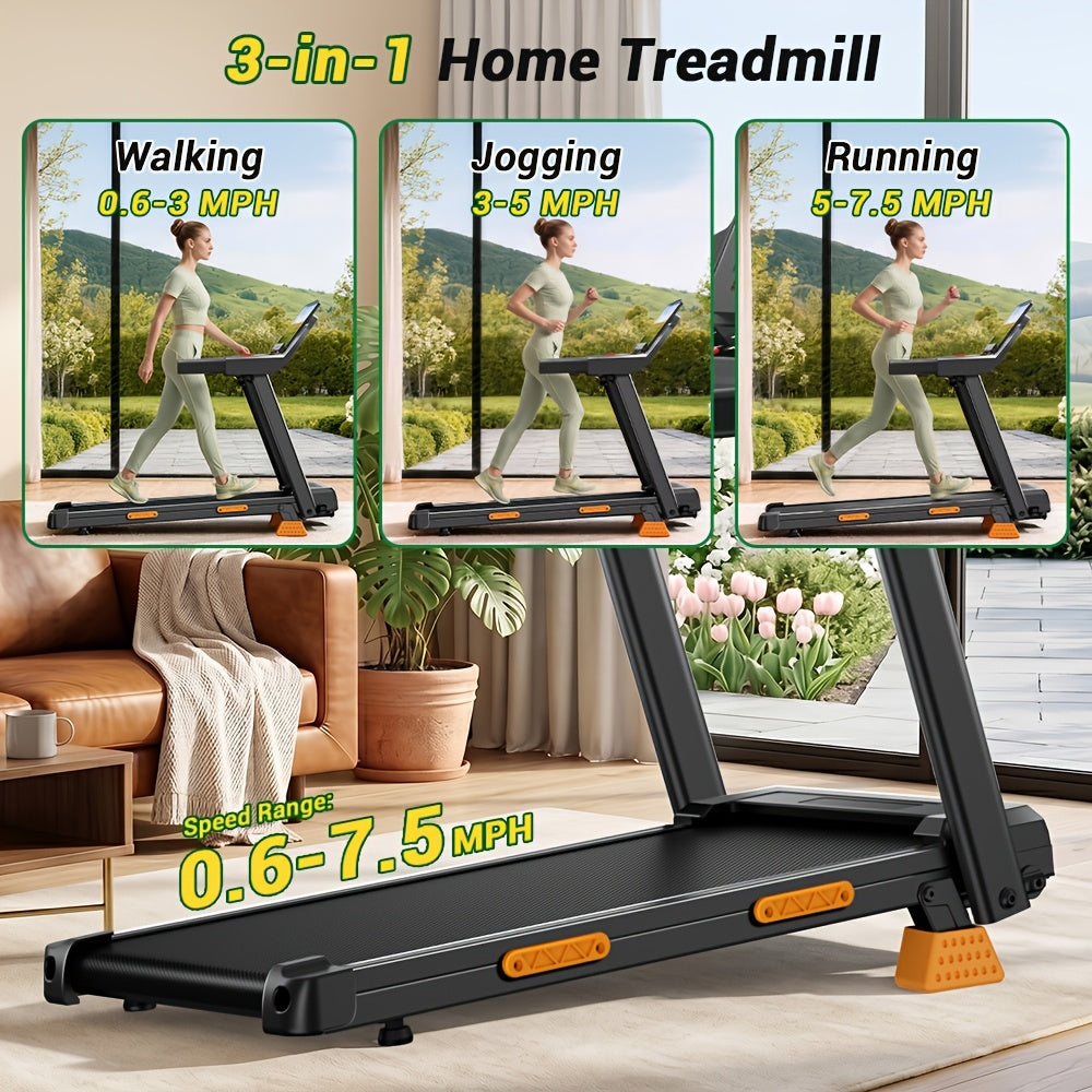 4-in-1 17% Incline Folding Treadmill for Home, 3.0HP Quiet Motor, 300 Lbs Capacity, 7-Layer Shock Absorption with Handrails
