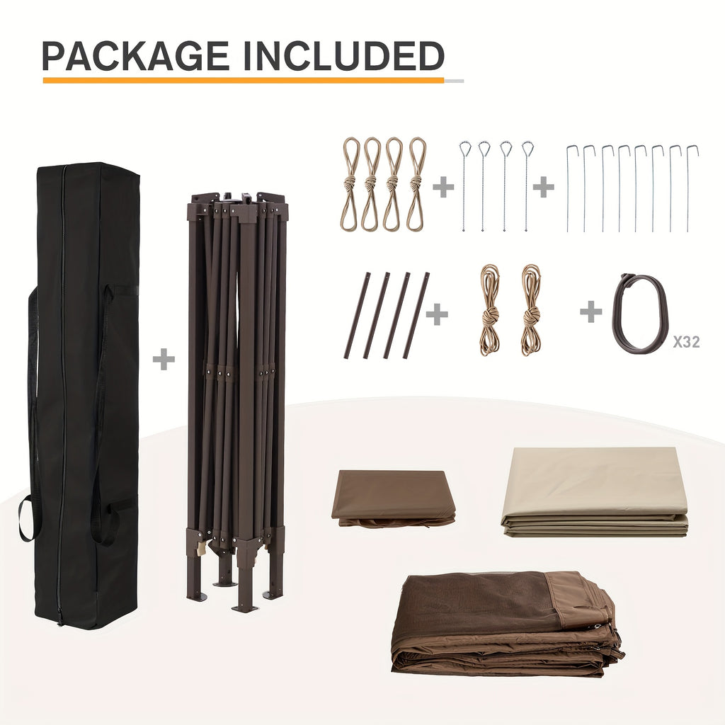 11x11 Instant Pop-Up Gazebo Tent with Mosquito Netting Suitable for Outdoor, Portable Canopy for Camping, Picnic, Backyard, Poolside - Setup, No Assembly Required, Lightweight Frame & Netted Walls for