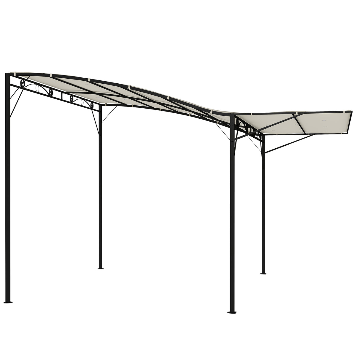 10' x 8' Outdoor Pergola and Patio Gazebo, Extendable Side Awning, Sun Shade Shelter for Garden, Camper, Deck, Doors and Windows, Cream White