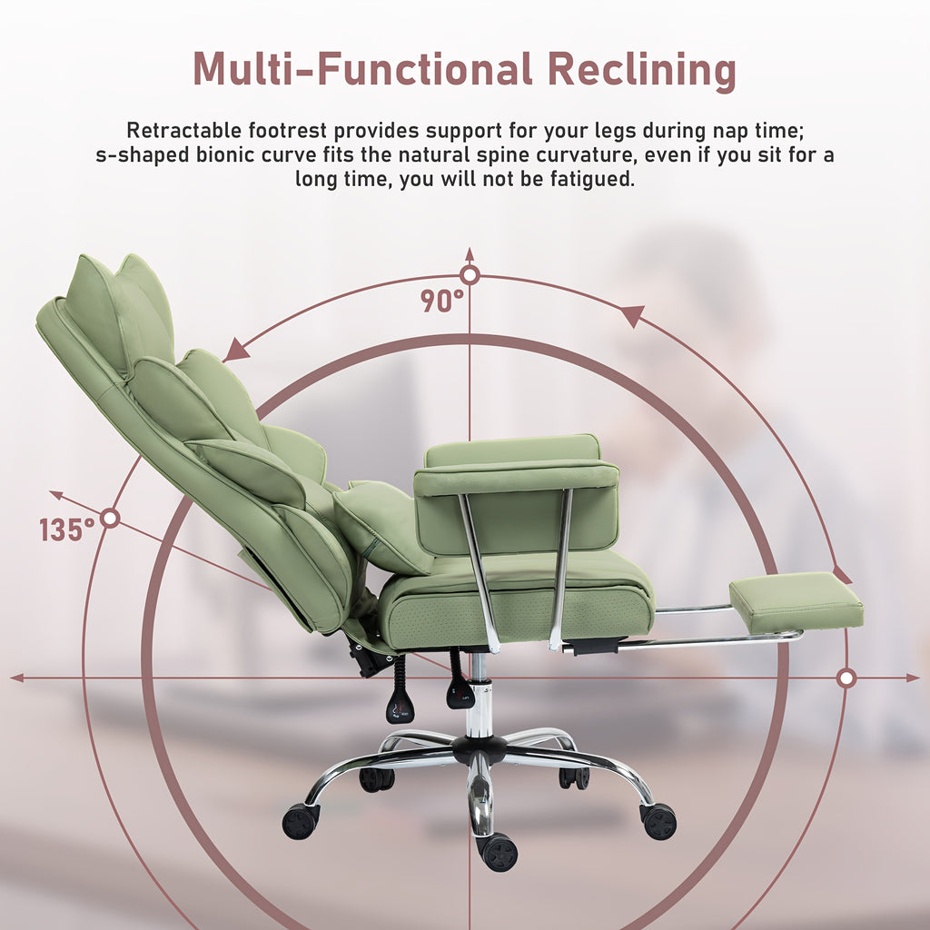 Sturdy High-Back Office Chair, Comfortable Gaming Chair, Office Chair Featuring Cushioned Armrests And Footrest, Adjustable Height Home Office Chair