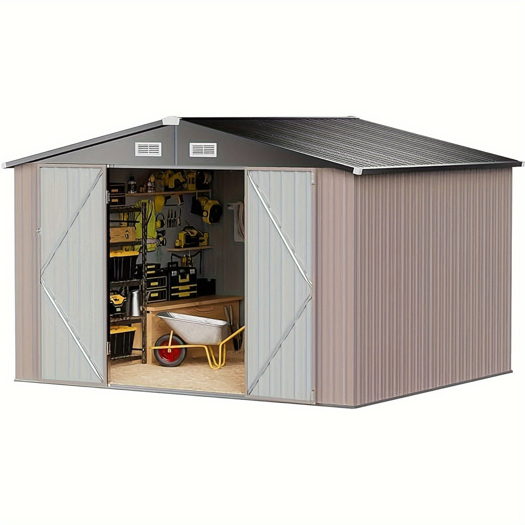 10 Ft. W X 7.5 Ft. D Outdoor Metal Shed with Vents And Lockable Doors 80 Sq. Ft