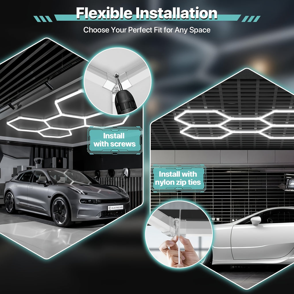 Hexagon LED Lights, 581W 58100LM 22 Grids Ultra Bright Daylight White Easy DIY Install Workshop & Garage Lighting, Durable, Gen 2 Bright Lighting