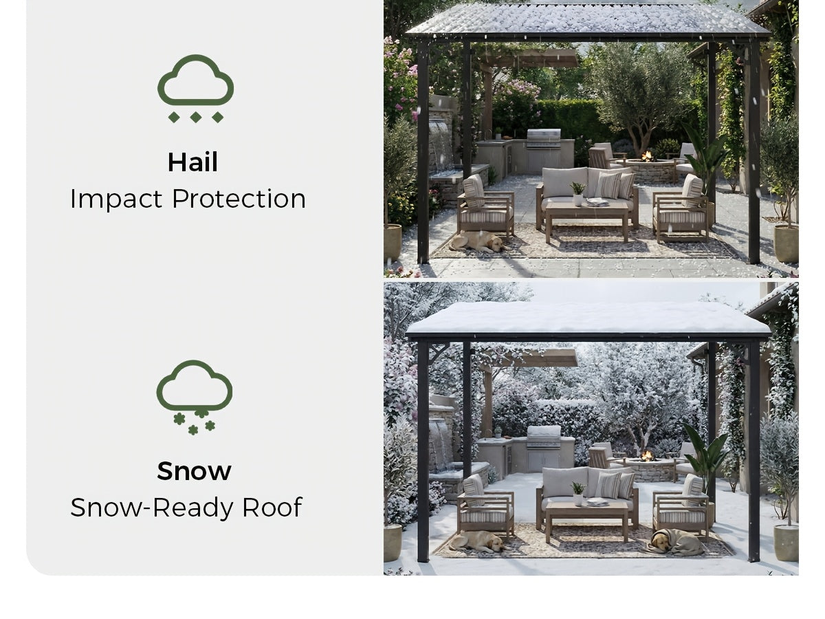 10x10/10x12/10x14ft Lean to Gazebo, Outdoor Pergolas And Gazebos, Awnings for Patio Covers, for Shade And Rain Outdoor Gazebo for Patios, Decks, Backyard