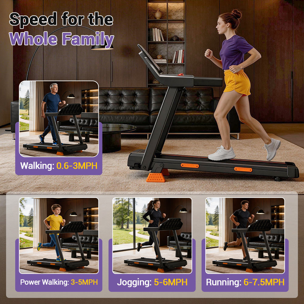 4 IN 1 Treadmills for Home with 13% Incline, 3.0HP Quiet Foldable Treadmill with Handle Bar Up to 330lbs Capacity.