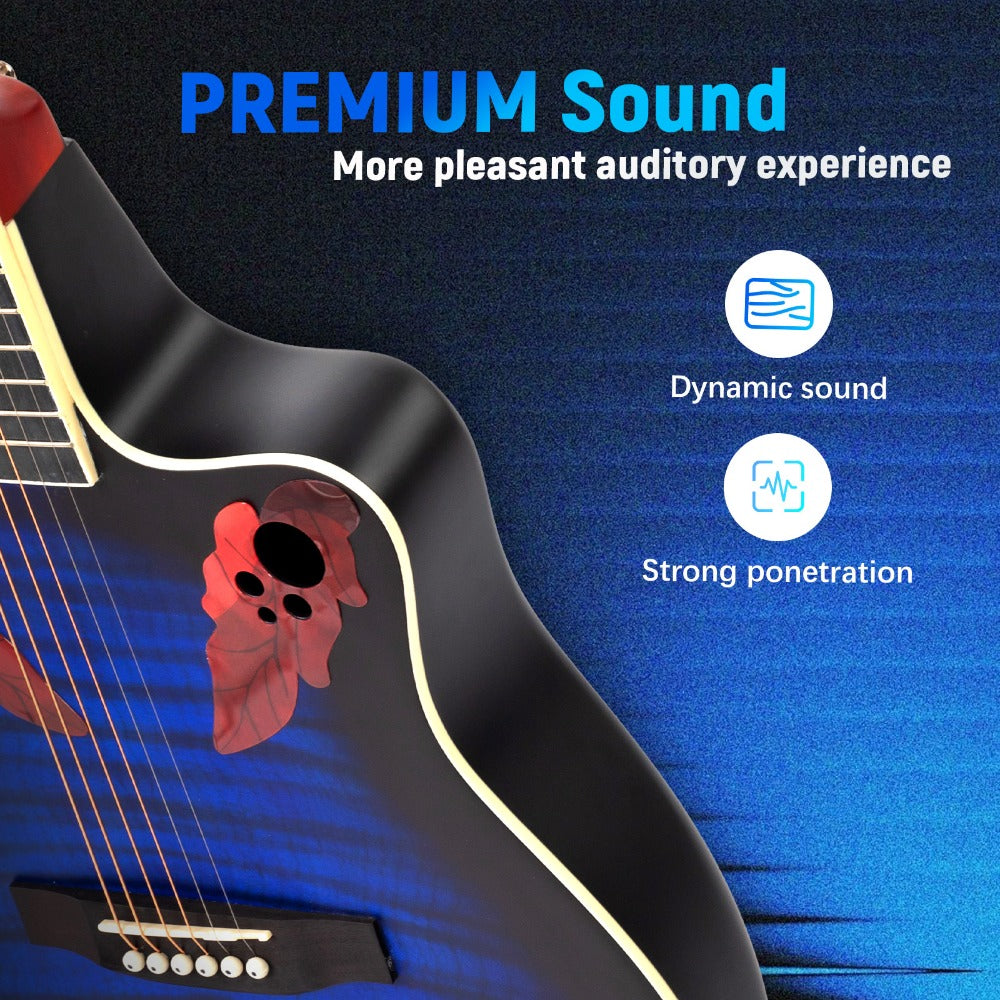 [Birthday Festival Gift] Bonnlo 41in Cutaway Acoustic-Electric Guitar, Basswood Body&ABS Back, Full Size Acoustic Guiatr Starter Kit for Beginner, Birthday/Festival Gift for Muisc Lover