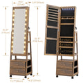 Jewelry Armoire Cabinet Organizer Standing with 20 LED Lights Lockable Full Length Mirror with Storage Shelves And 2 Drawers (White) Adjustable Tilt Angles Gift for Her, Jewelry Armoires