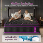 12/14 Inch Memory Foam Mattress Hybrid Pocket Spring Twin Full Queen King Bed Mattress in A Box, Euro Top Medium Firm for Back & Lumbar Support, Individual Pocket Spring Bed for Motion Isolation & Fiberglass Free