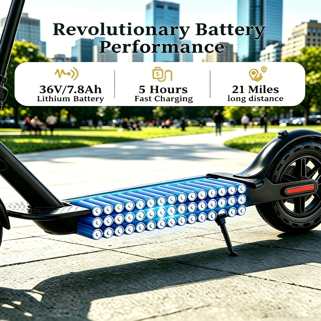 Foldable Electric Scooter for Adults And Teens, Smart Riding System, 8.5" Puncture-Proof Tires, 19 MPH Max Speed, 21 Miles Long Daily Commute Range