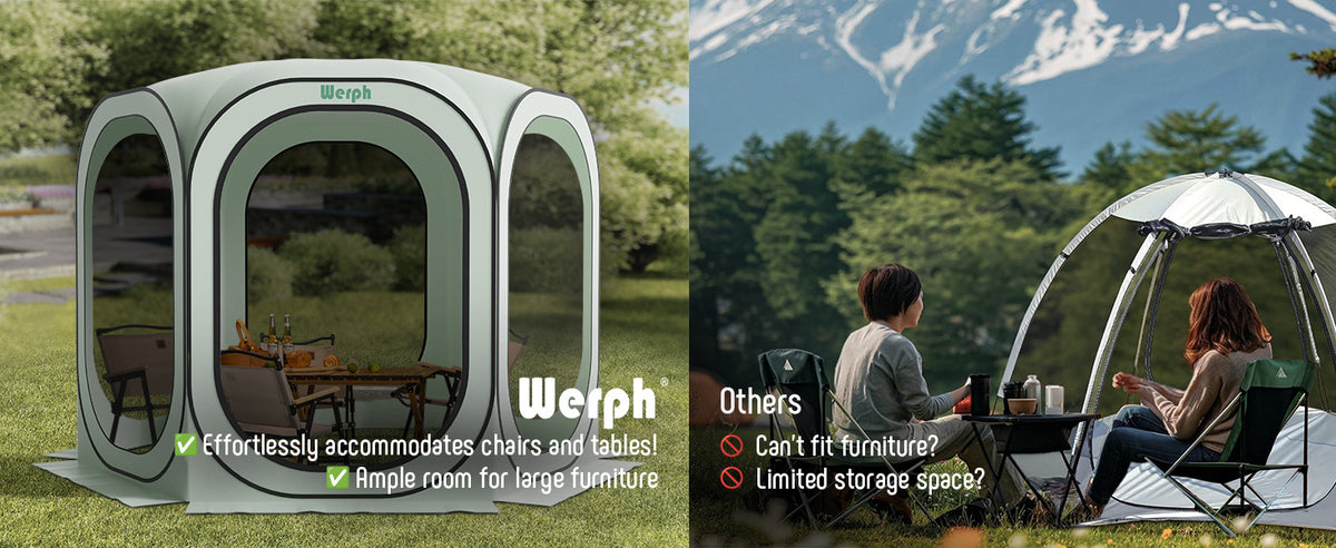 WERPH Screen Tent Camping Canopy 12x12, Screen Room with Mosquito Tent,Pop Up Screen Tent Canopy with Mosquito Net,Outdoor Tent Canopy,Pop Up Gazebo for Lawn & Garden,Parties or Camping,Beige