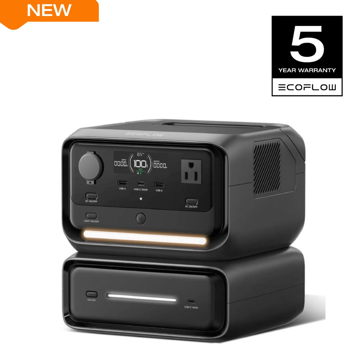 ECOFLOW Extra Battery EB300 for River 3 Plus (Separate Shipment), 268Wh-554Wh Expansion (add on river 3 plus 268Wh) LiFePO4 Battery with 10-Year Lifespan, Built-in 140W USB-C Port for Charging/Discharging, Use Independently