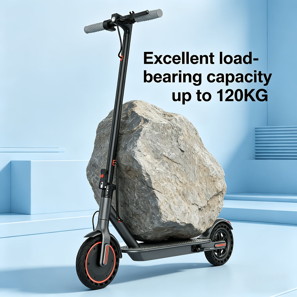 Long Distance Folding Adult Electric Scooter, 350W Motor, 8.5 Inch Anti-Slip Solid Tires, Smart APP& LCD Dashboard, 3 Adjustable Speeds, Dual Safe Brakes, LED Headlight Taillight, Built-in Bell, Aluminum Alloy Body, 265 LBS Load, Low Maintenance